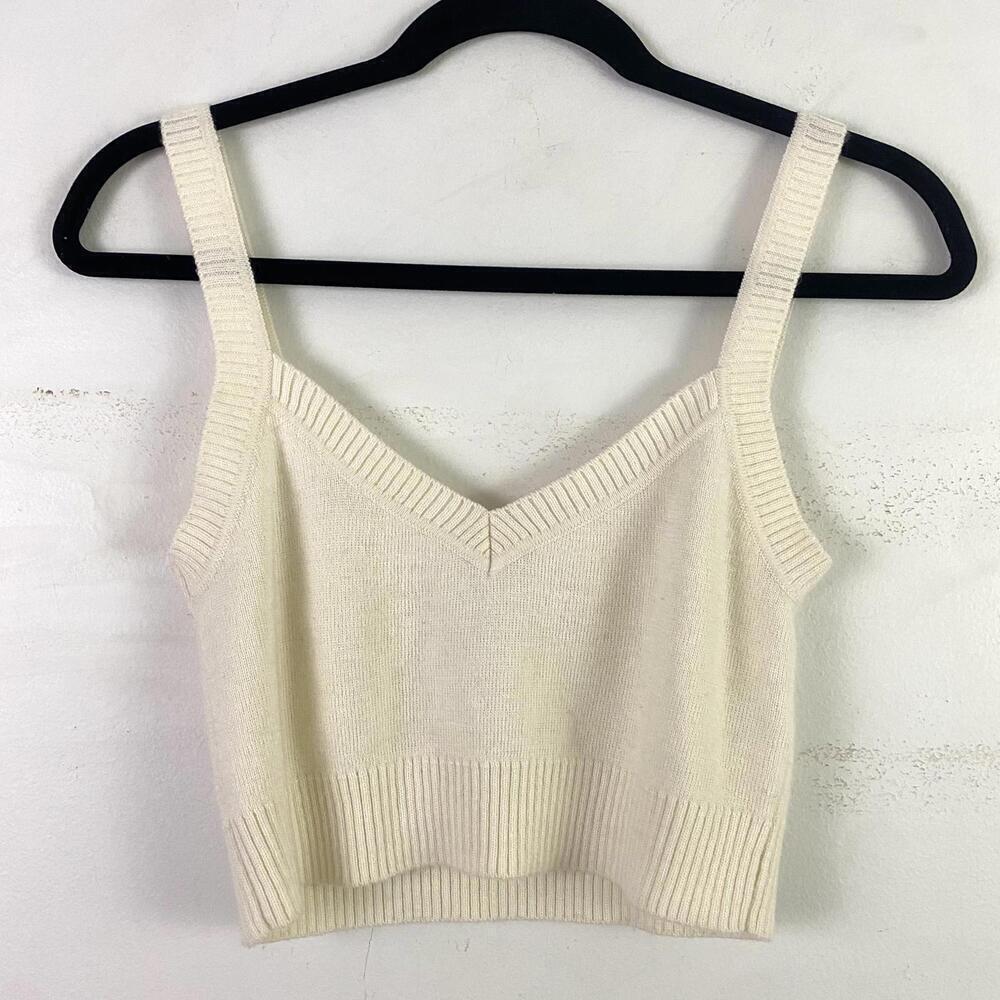 LACADEMIE cream wool blend scoop knit crop top